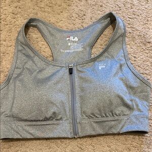 FILA Grey Front-Zip Racerback Sports Bra